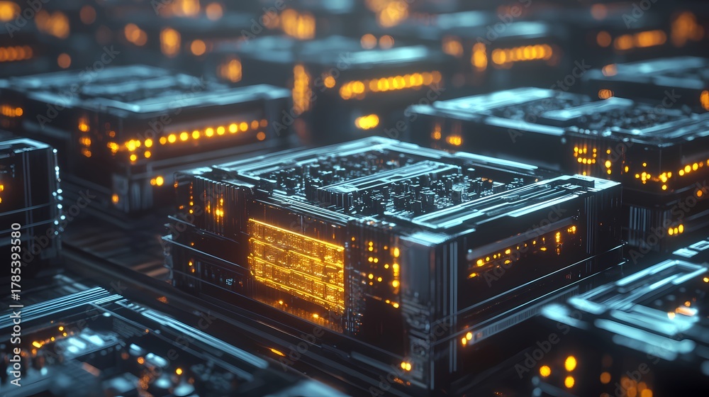 Fototapeta premium ​​Crypto Mining Farm with AI Optimization