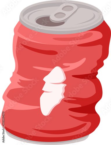 Cartoon of a Crushed Red Soda Can