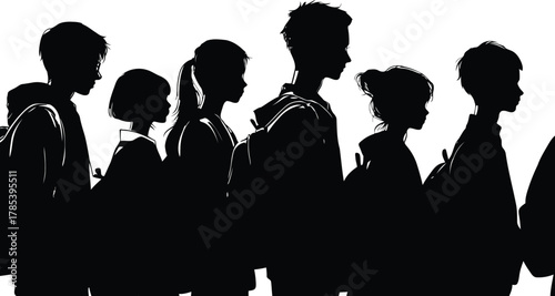 Silhouette of students with backpacks