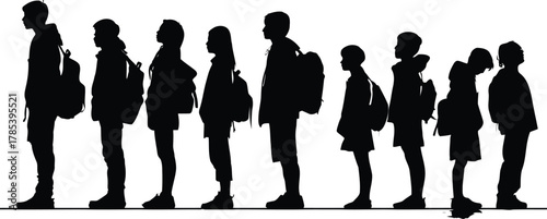Silhouette of students with backpacks
