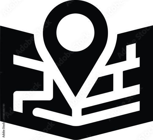 Black map with location pin for destination