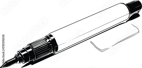Illustration of a black and white pen