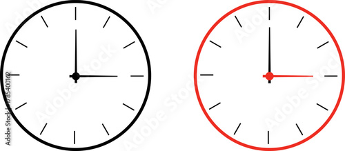 Two oval clocks showing different times with roman numerals