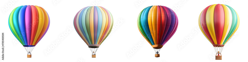 Fototapeta premium Colorful hot air balloons transparent background