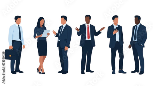 Collection of diverse corporate employees and executives showing teamwork and communication