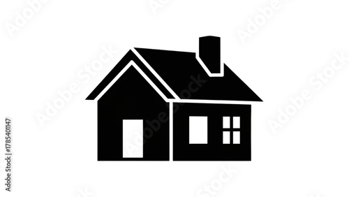 Simple black house illustration icon representing home, shelter, and property