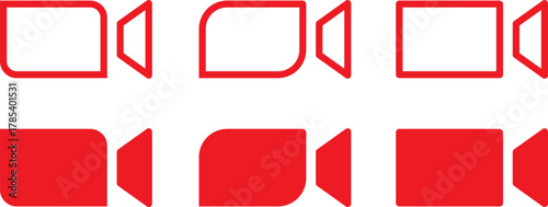 Red video camera icons in different perspectives