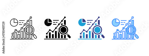 Analytics   icon set multiple style collection