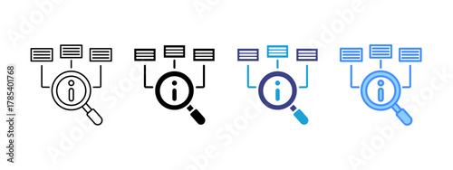 Classification icon set multiple style collection