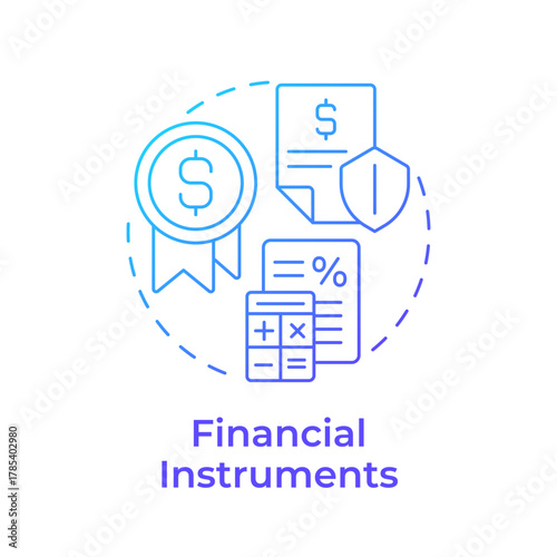 Financial instruments blue gradient concept icon. Risk assessment, fee calculation. Round shape line illustration. Abstract idea. Graphic design. Easy to use in infographic, presentation
