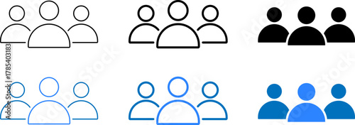 Multiple icon styles representing a group of people