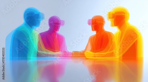 Futuristic virtual reality meetings holographic participants for remote collaboration