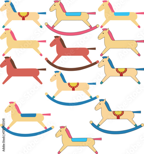 Rocking horse and hobby horse vector illustration
collection