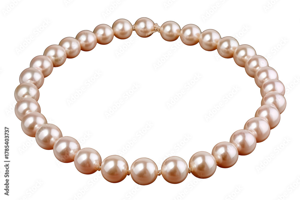 Obraz premium Strand of creamy white pearls arranged in a curve on black background jewelry necklace