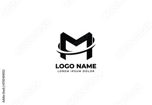 Letter M Logo with Swoosh Ring for Dynamic Brand Identity