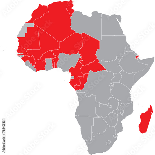 French Colonies on the African Map Vector Editable