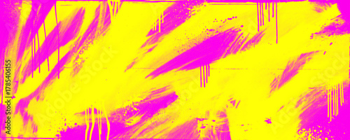 Urban street art halftone effect with neon punk grunge texture. Graffiti paint drips and splatters. Aerosol spraypaint banner design background with vandal style brush strokes and drip elements.