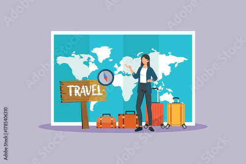 Travel experience with the concept of traveling around the world. Travel Experience Concept. Colored flat vector illustration isolated
