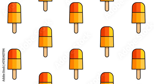 Vibrant Orange and Yellow Popsicle Pattern A Delicious Summer Treat on a White Background for Fun Designs and Creative Projects