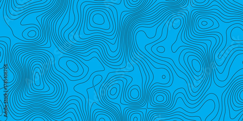 Abstract blue topographic map pattern with smooth contour lines. Modern geographic background design for mapping, navigation, technology, and science themes. Minimal clean vector texture.