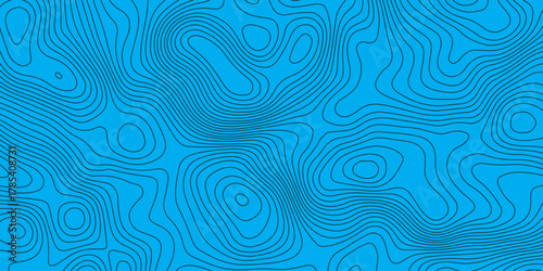 Abstract blue topographic map pattern with smooth contour lines. Modern geographic background design for mapping, navigation, technology, and science themes. Minimal clean vector texture.