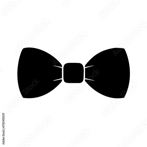 Classic Black Bow Tie Silhouette Formal Wear Vector Icon