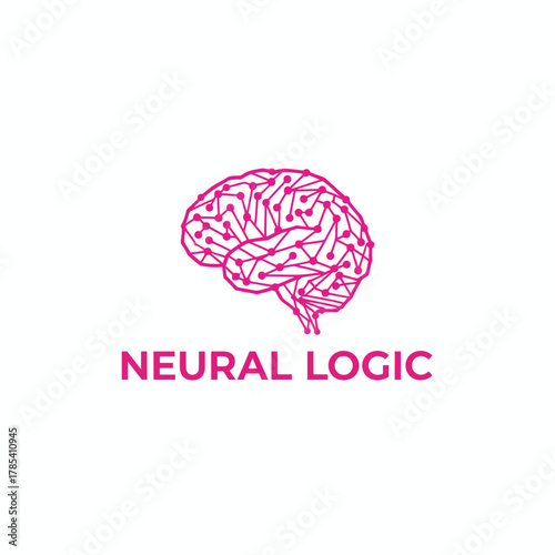 A pink brain diagram with connected dots, presented on a white background, with text below