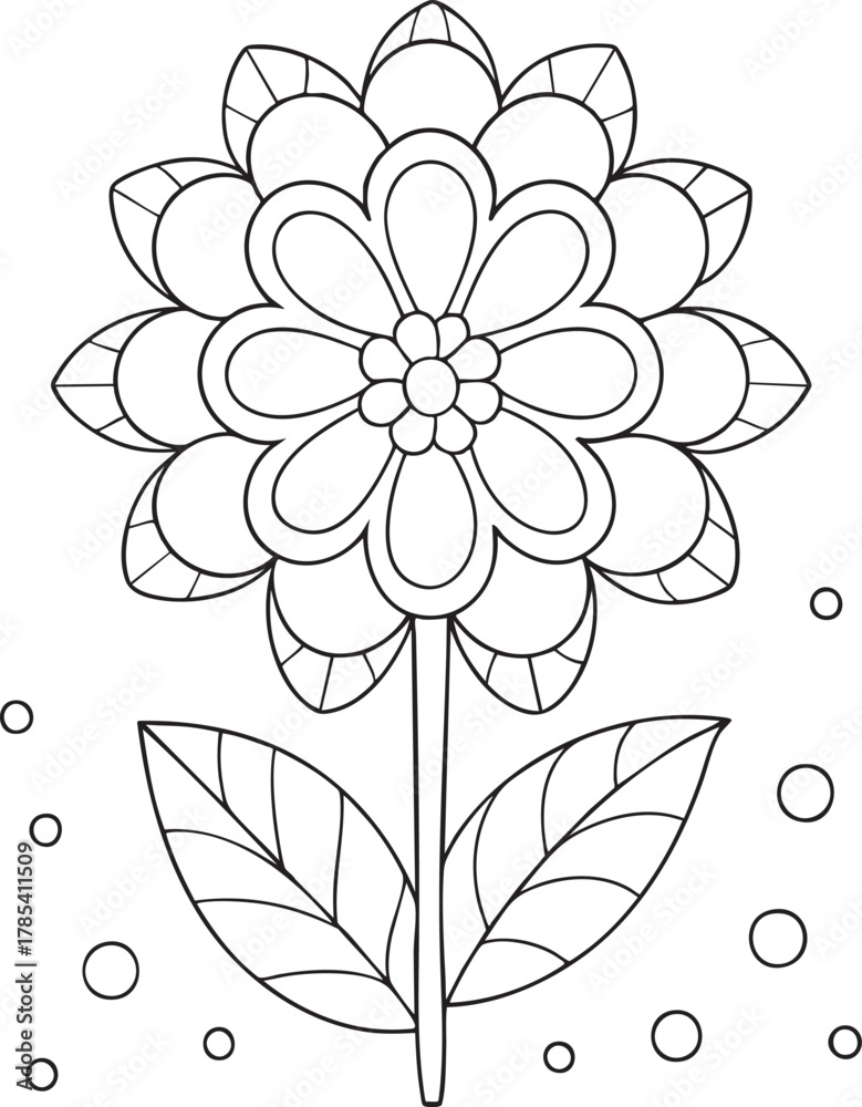 Fototapeta premium Simple flower outline drawing a beautiful floral plant design for creative projects art