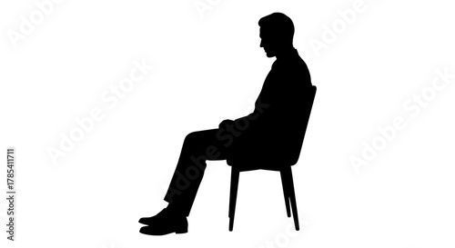 Silhouette of man sitting on chair business person in black and white