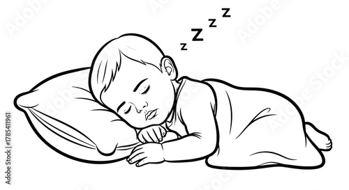 Sleeping baby drawing illustration infant sleep newborn baby art cute