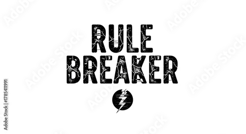Rule breaker rebel icon grunge style typography vector illustration