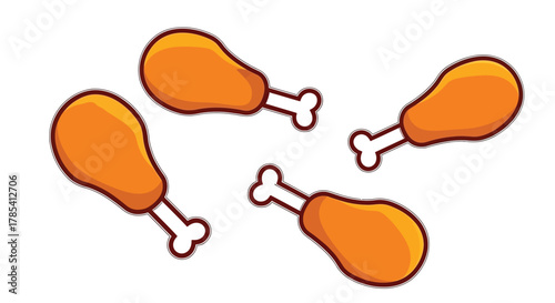 Four fried chicken legs illustration food vector graphic design