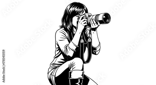 Photographer with camera illustration vector art stock image design