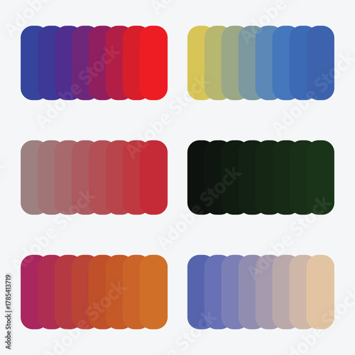Six arranged color palettes reveal an array of gradients, with smooth transitions on white