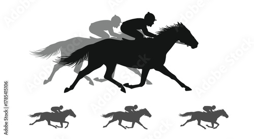 Horse racing silhouette vector illustration competitive sport race