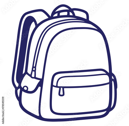 Simple blue outline illustration of a backpack ready for school or travel adventures