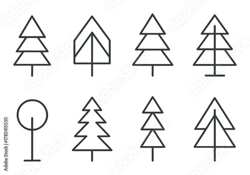 Minimalist black and gray geometric tree symbols on gradient background