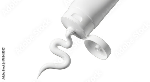 White cream or lotion squeezing out of tube, isolated on transparent background