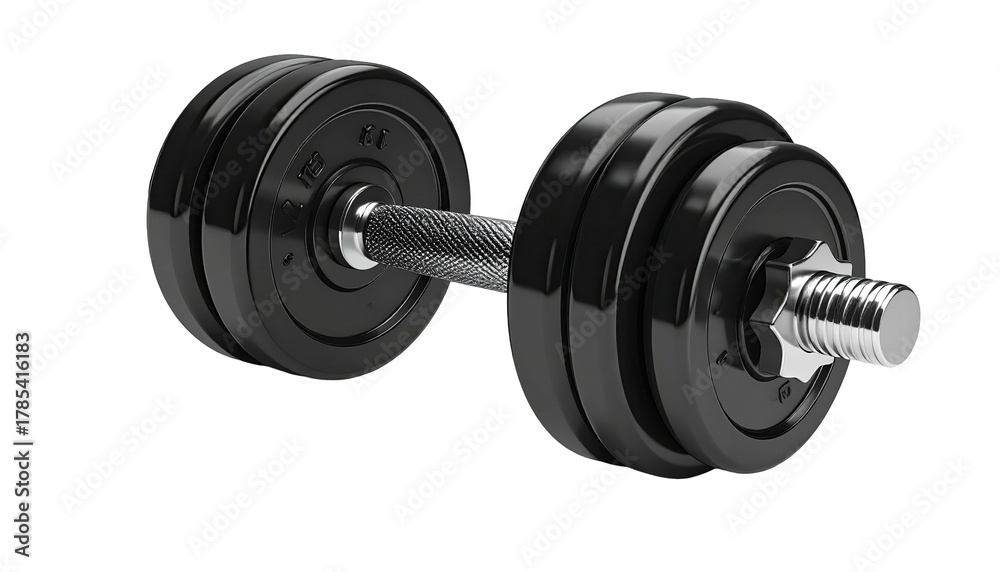 Naklejka premium Weighted black dumbbell rests, ready for exercise