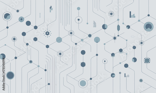 Abstract Digital Network with Connected Nodes and Lines.