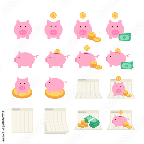 돈 동전 지폐 통장 저금통