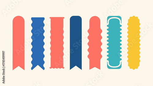 Decorative graphic elements featuring wavy, scalloped, and ribbed edges for creative design