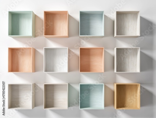 Modern pastel wall cubbies offer stylish organization for your home decor, perfect for showcasing your favorite items in a unique, minimalist display