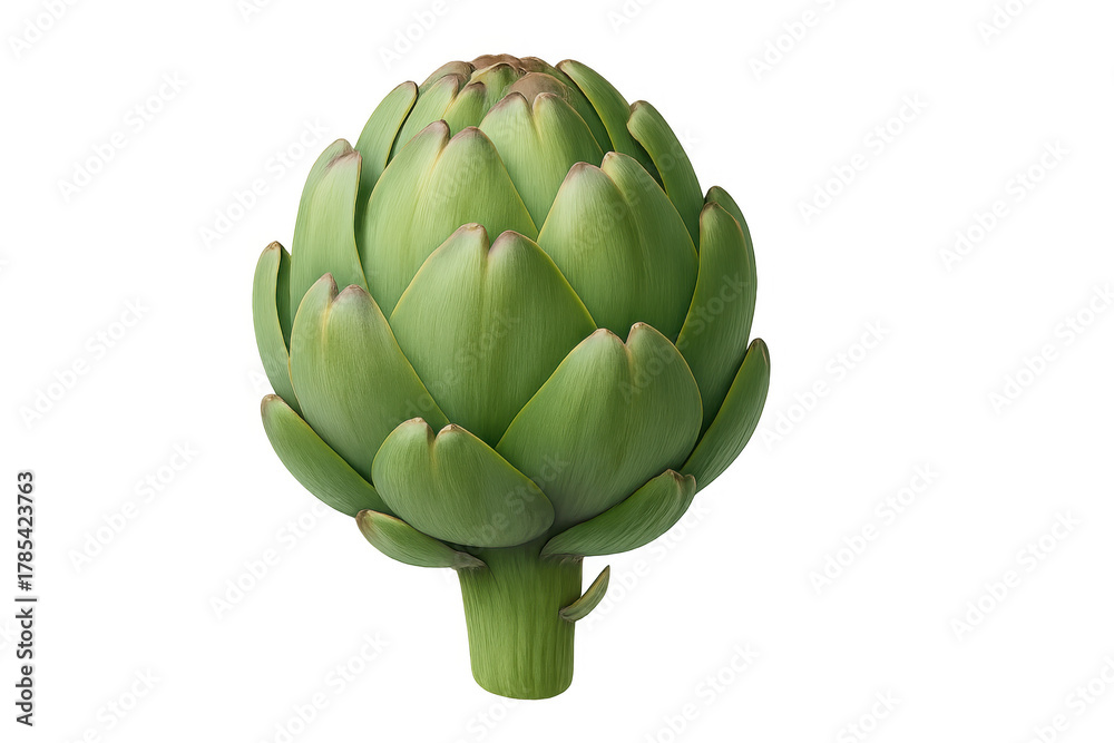 Fototapeta premium Fresh globe artichoke vegetable food, green raw organic healthy eating, isolated on transparent background