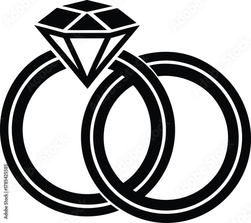 Wedding Rings with Diamond Silhouette