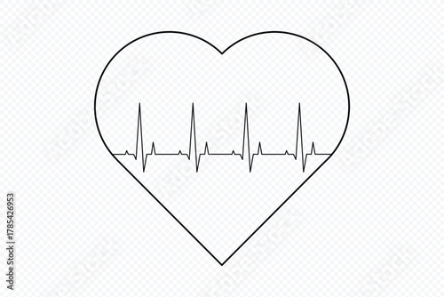 Heartbeat line icon with love in heart. Vector illustration isolated on a white background. Eps 10. 