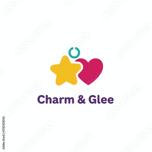 A stylized logo with a yellow star and magenta heart joined by teal rings above the words "Charm & Glee