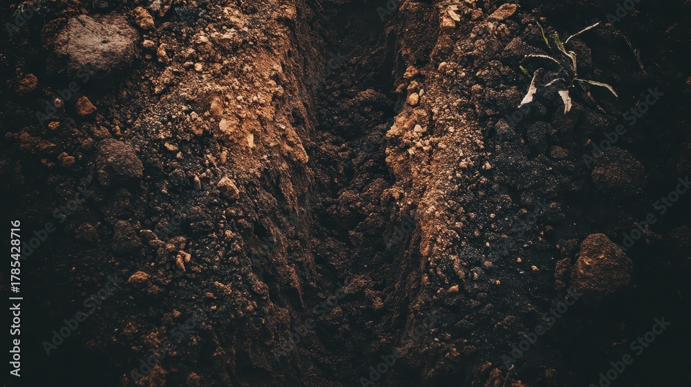 Fototapeta premium Closeup image of earth layers and sediment formation