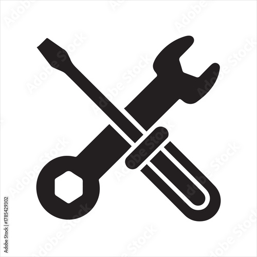 wrench crossed screwdriver icon vector illustration