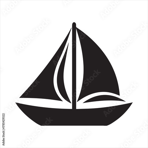 sailboat logo silhouette bold and minimal icon vector illustration